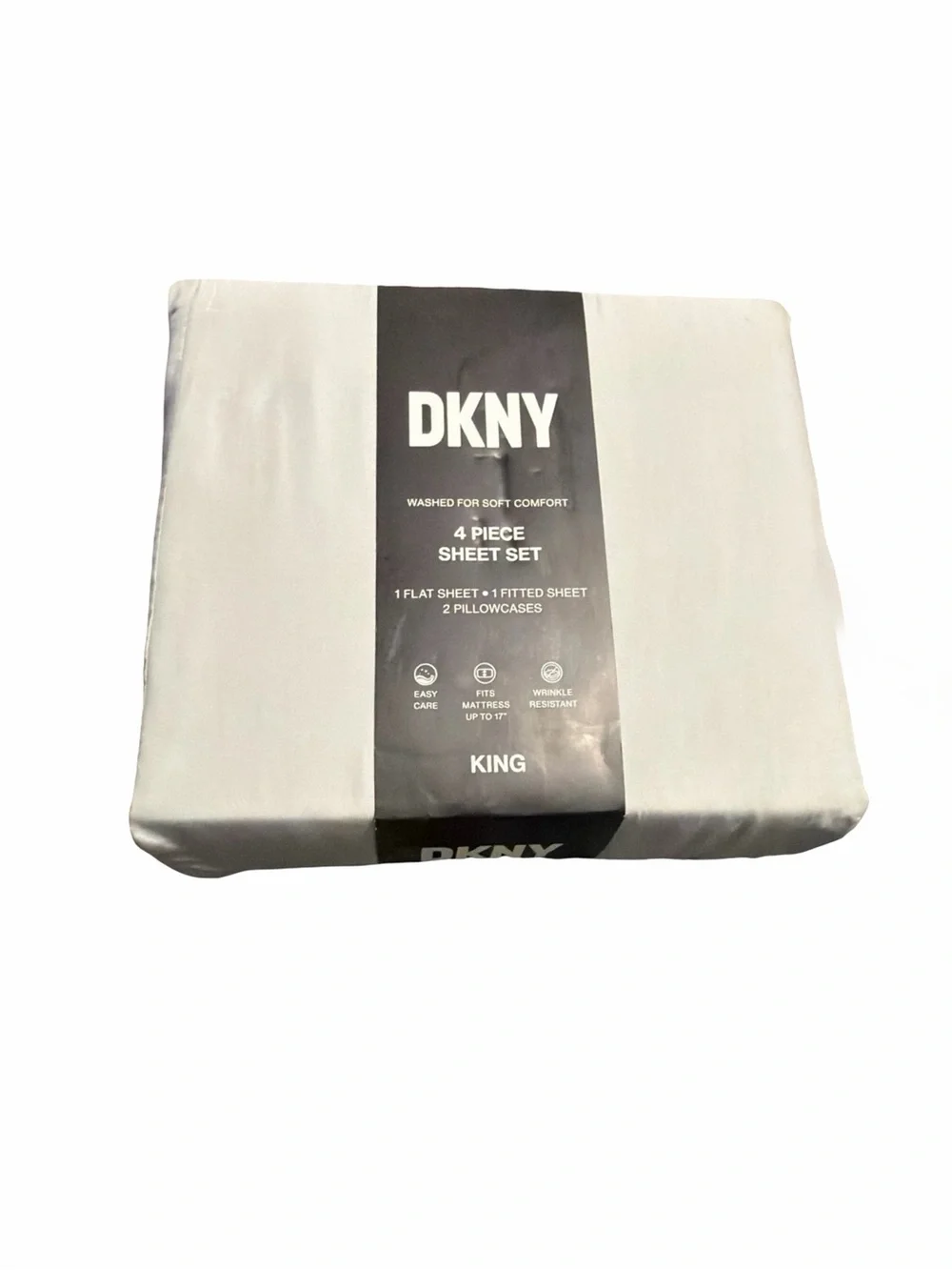 DKNY King 4-Piece Sheet Set in Light Gray
